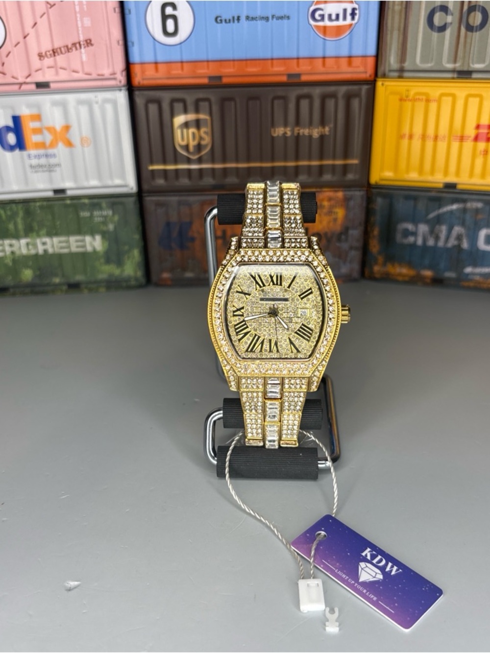 Gold-Tone Crystal Men's Dress Watch